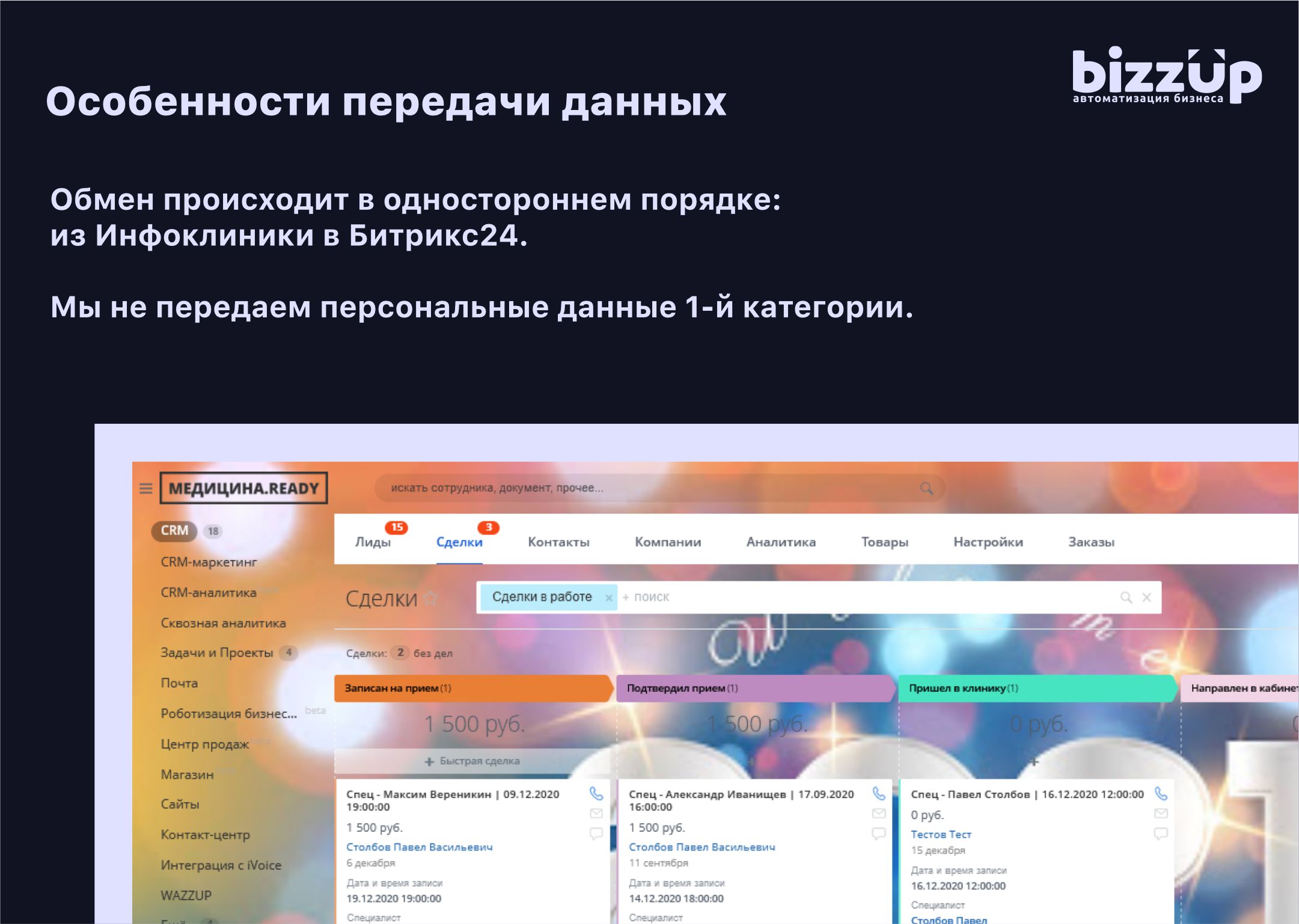 Приложение Интеграция Инфоклиника и Битрикс24 от разработчика BIZZUP